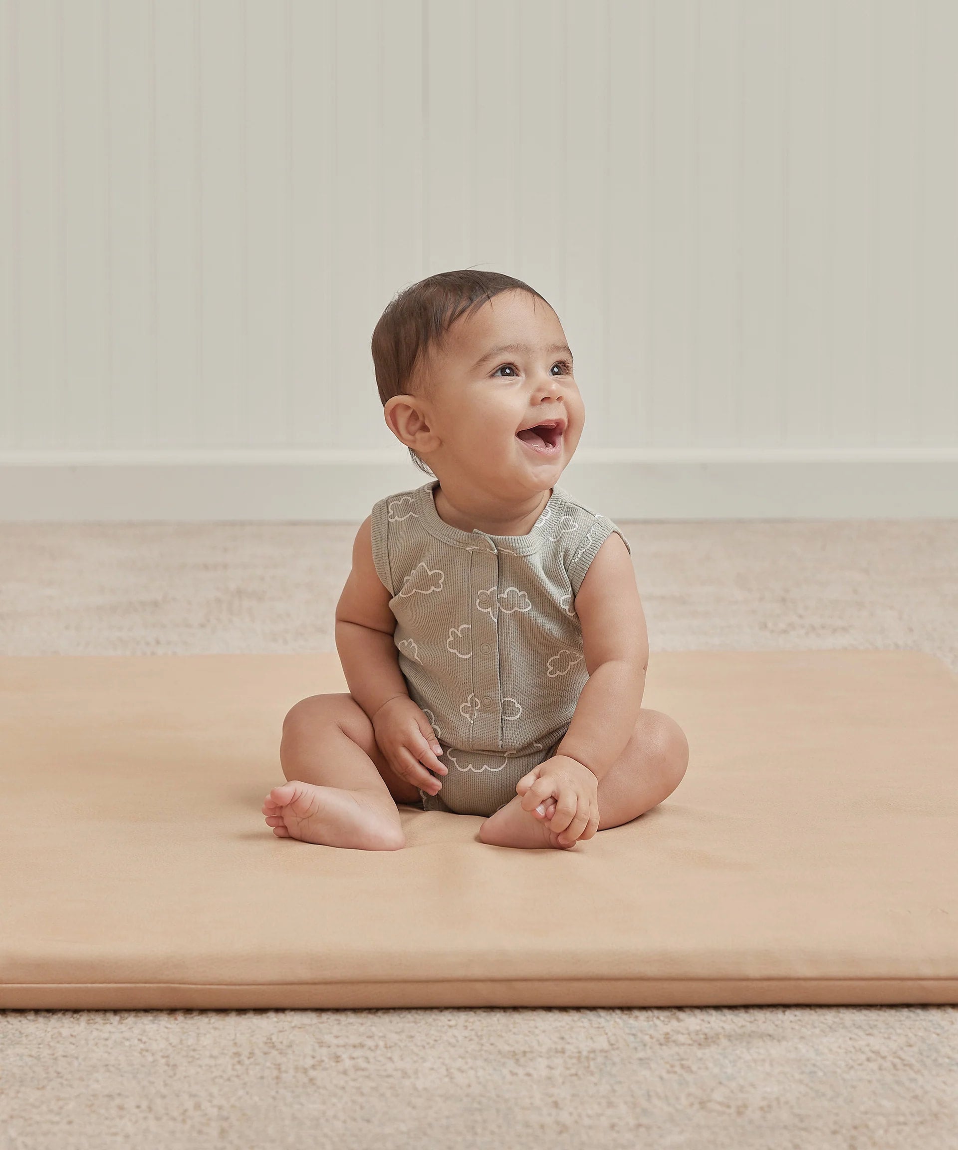 ribbed henley romper | clouds