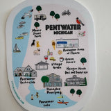 Pentwater City Map Sticker