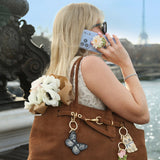 Hand-painted Vintage Tulips Bag Charm + Keychain: Pink