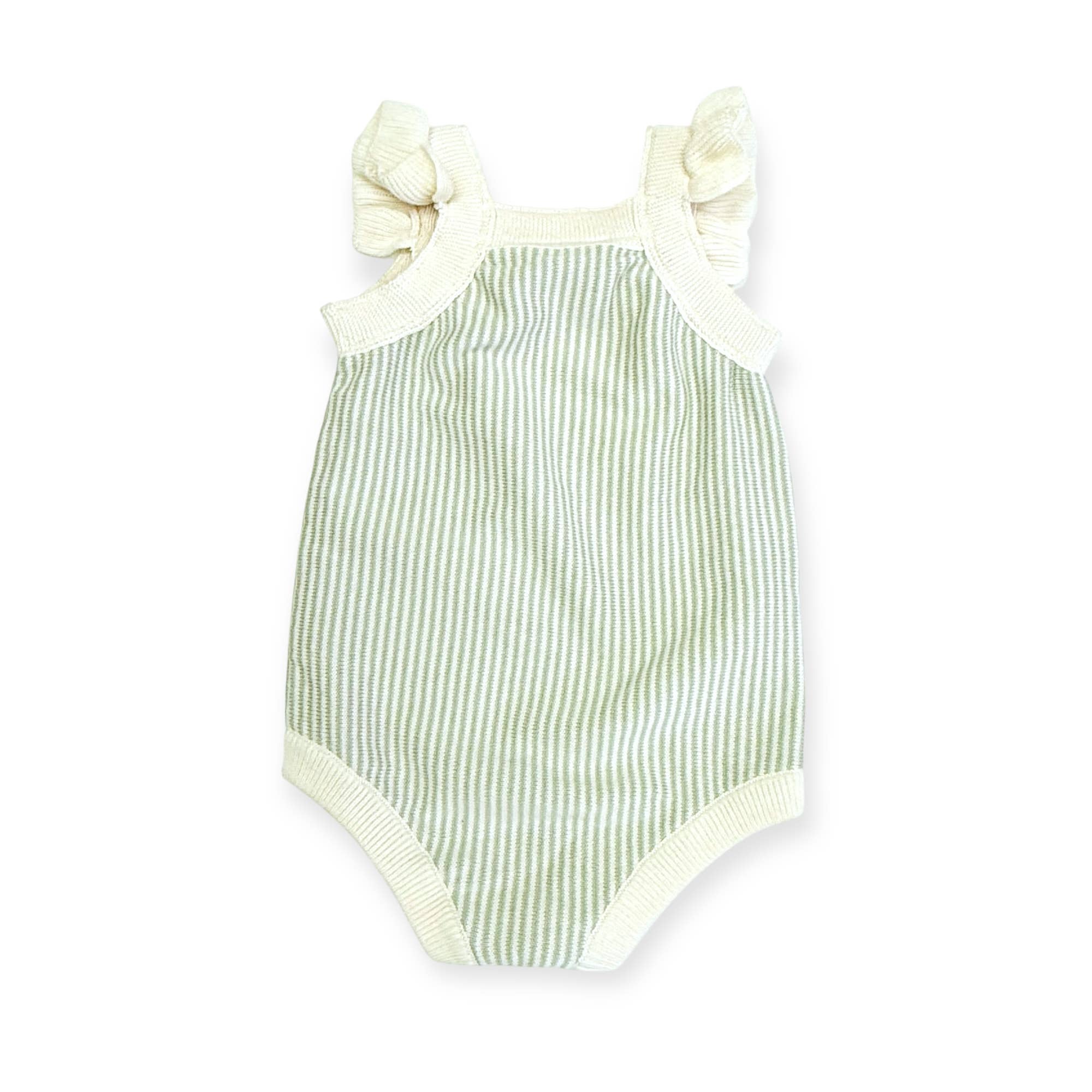 Cherry Stripe Embroidered  Romper