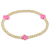 Enewton Bright Pink Signature Cross Gold 3mm Bracelet