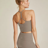 Spacedye Slim Racerback Cropped Tank : Birch Heather