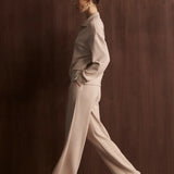 The Wide Leg Pant 28" : Mushroom