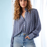 Shirred Button Up Blouse