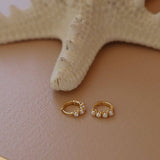 Mini Pearl Hoops : Gold