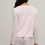 Pointelle Rib Cardigan with Scallop Trim : Pink Sand