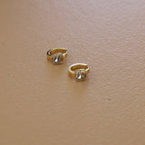 Selena Square Bezel Huggies : Gold