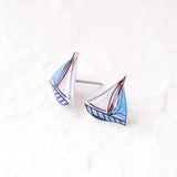 Summer Nautical Sailboat Earrings in red and blue