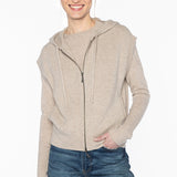 Rib Zip Cashmere Hoodie : Mushroom