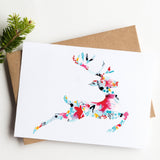 Reindeer Floral Holiday Greeting Card