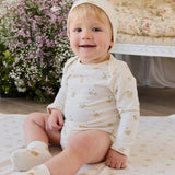 Organic Cotton Cassius Long Sleeve Bodysuit - Playful Honey