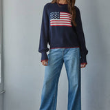 Navy American Flag Knit Pullover