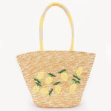 Faux Straw Lemon Tote