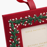 Holiday Vines Embroidered Picture Frame Ornament