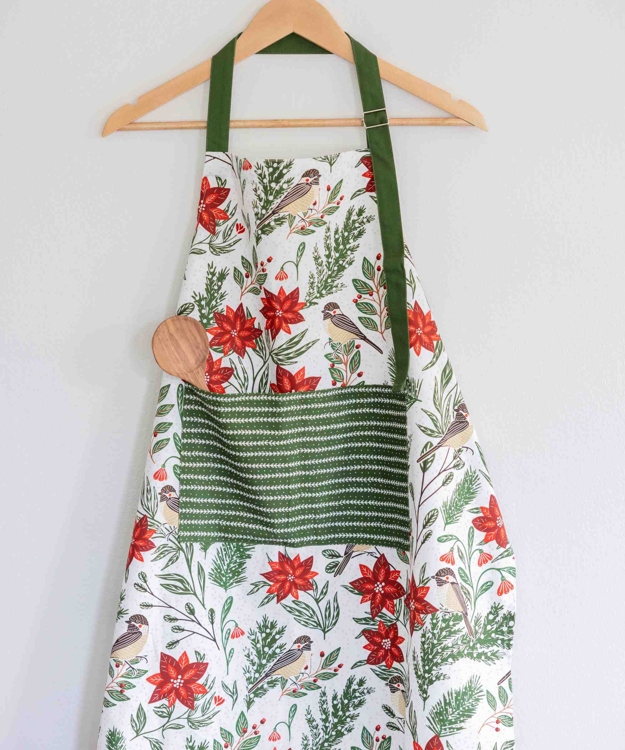 Poinsettias & Pines Apron