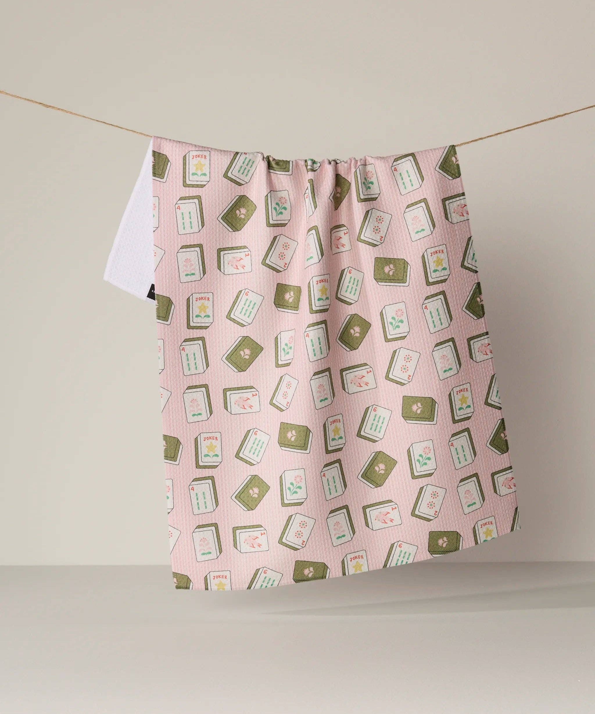 Flower Tiles Tea Towel: White
