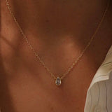 Floating Pear Bezel Necklace : Gold