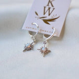 Silver Opalite Star Huggies