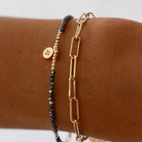 Beaded Star Medallion Bracelet: Metallic Black