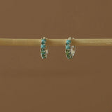 Mini Silver Turquoise Hoops