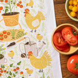 Garden Chickens Tea Towel - Farmhouse Kitchen Towel