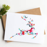 Reindeer Floral Holiday Greeting Card