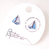 Summer Nautical Sailboat Earrings in red and blue